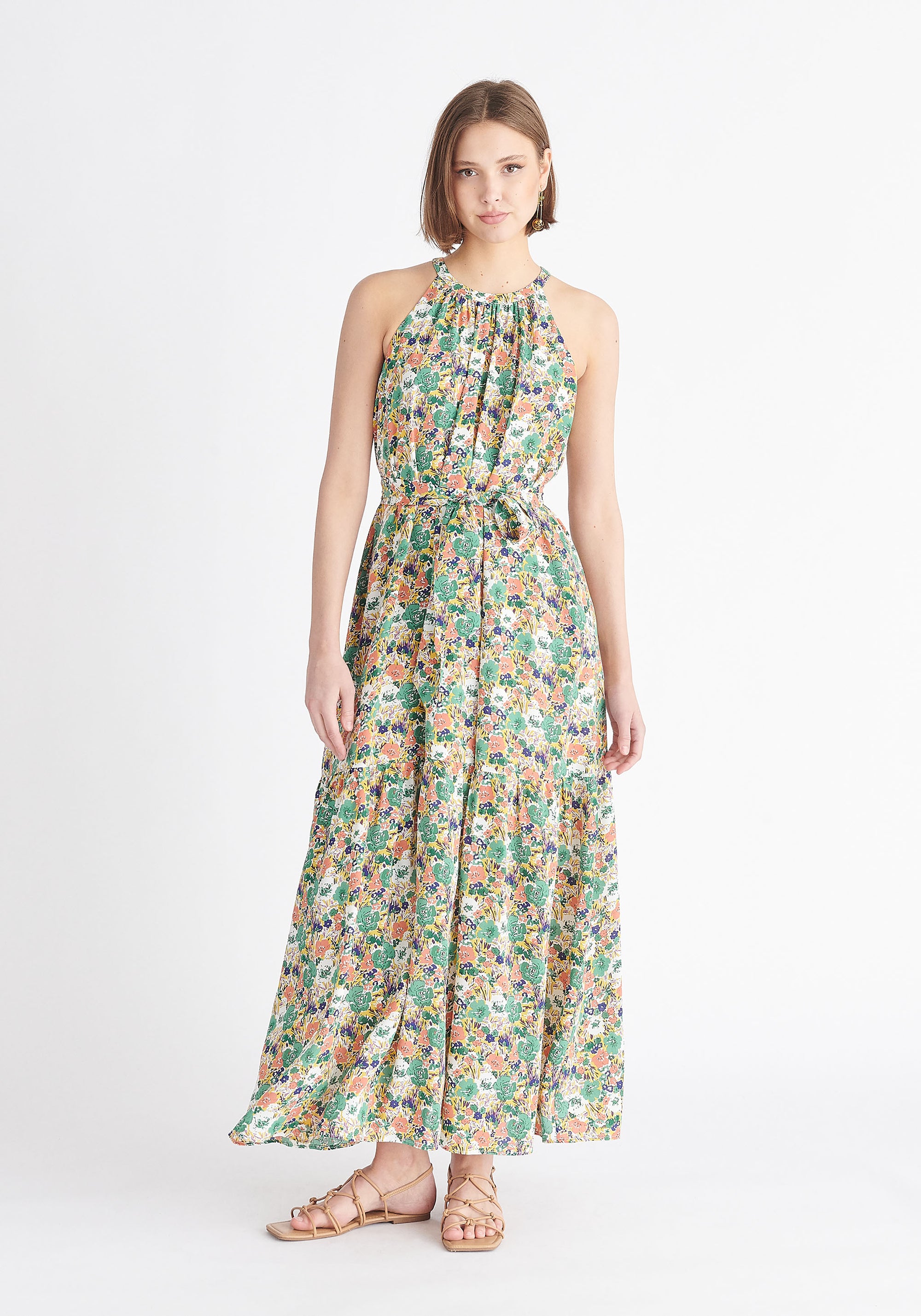 Paisie Floral Halterneck Maxi Dress