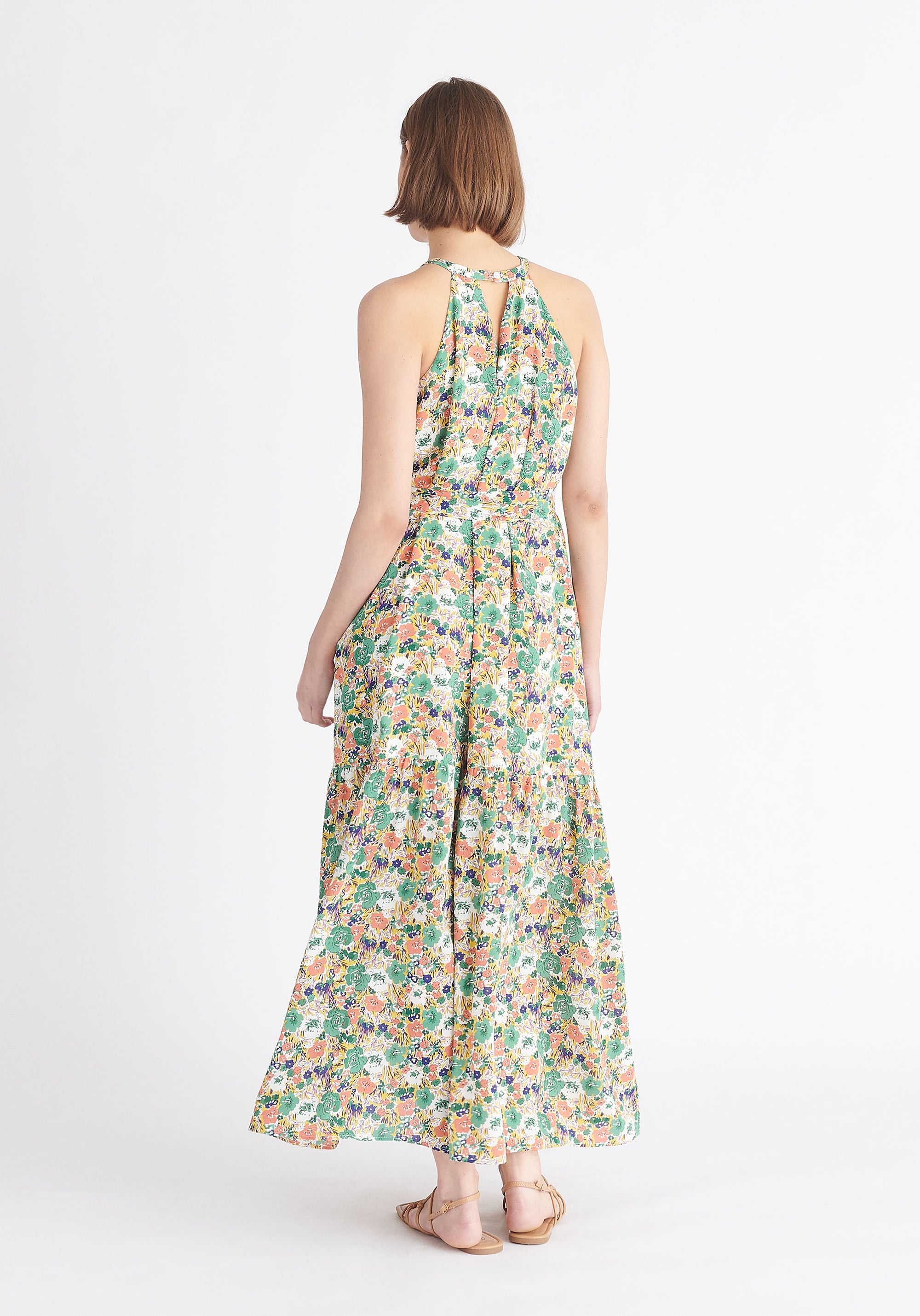Paisie Floral Halterneck Maxi Dress Back