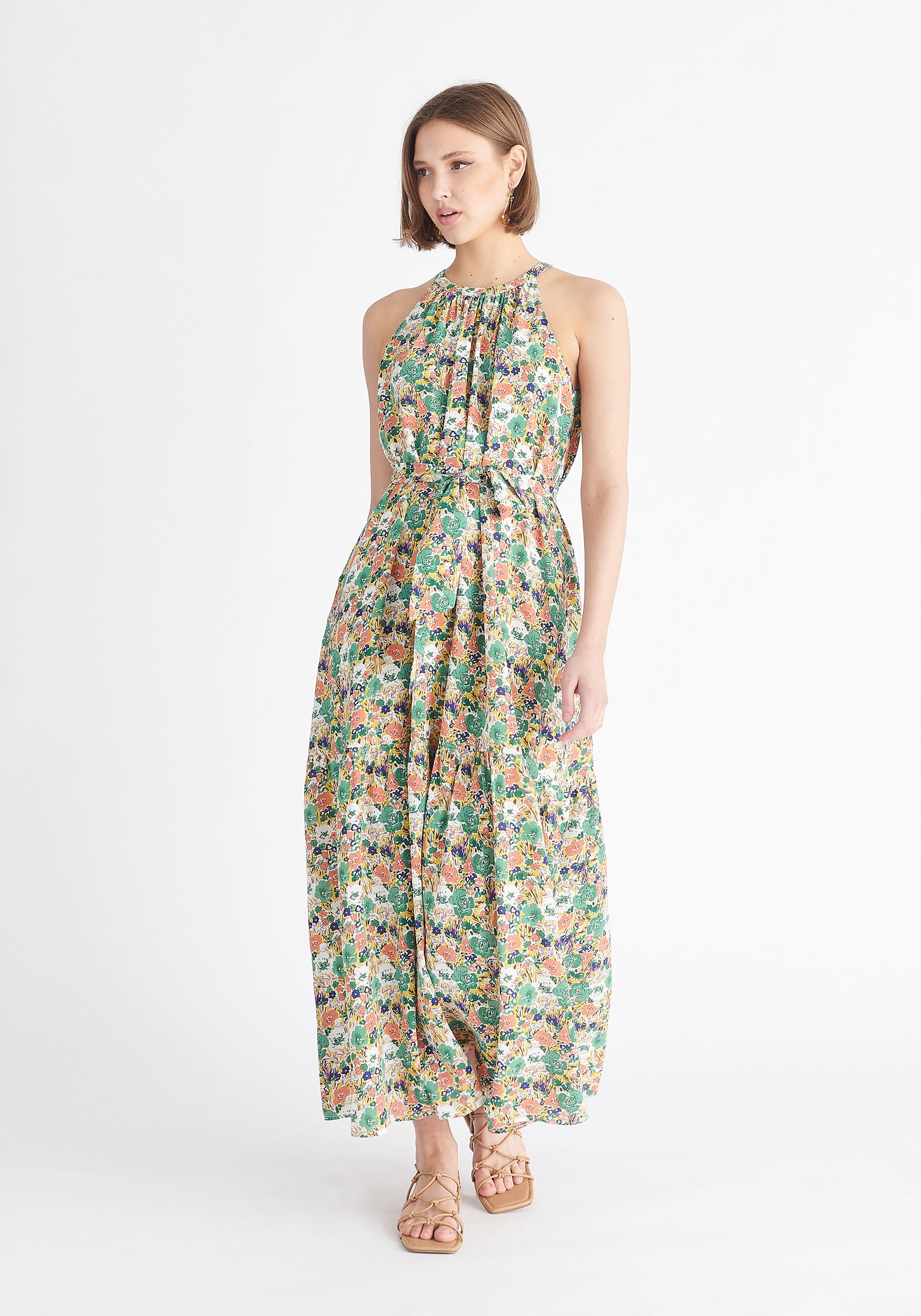 Paisie Floral Halterneck Maxi Dress