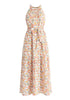 Paisie Floral Halterneck Maxi Dress Cut Out