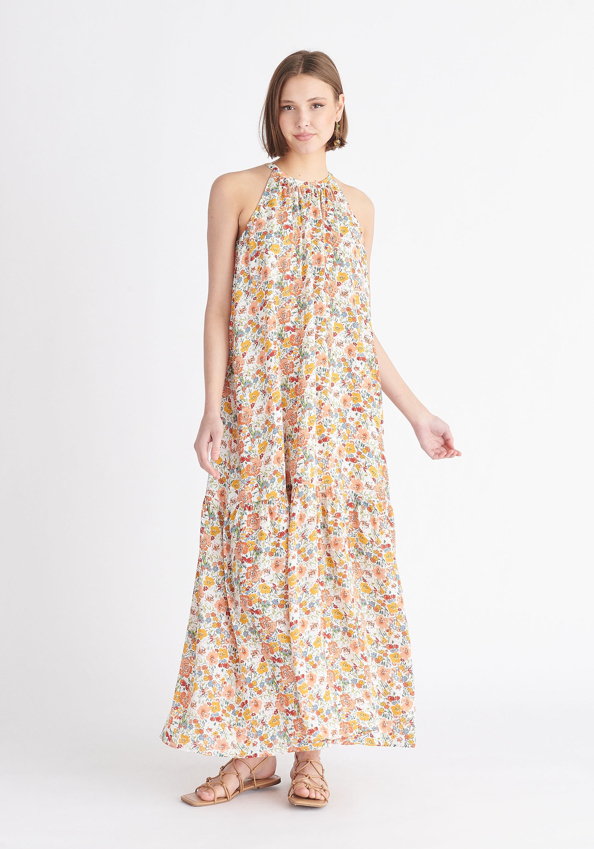 Paisie Floral Halterneck Maxi Dress