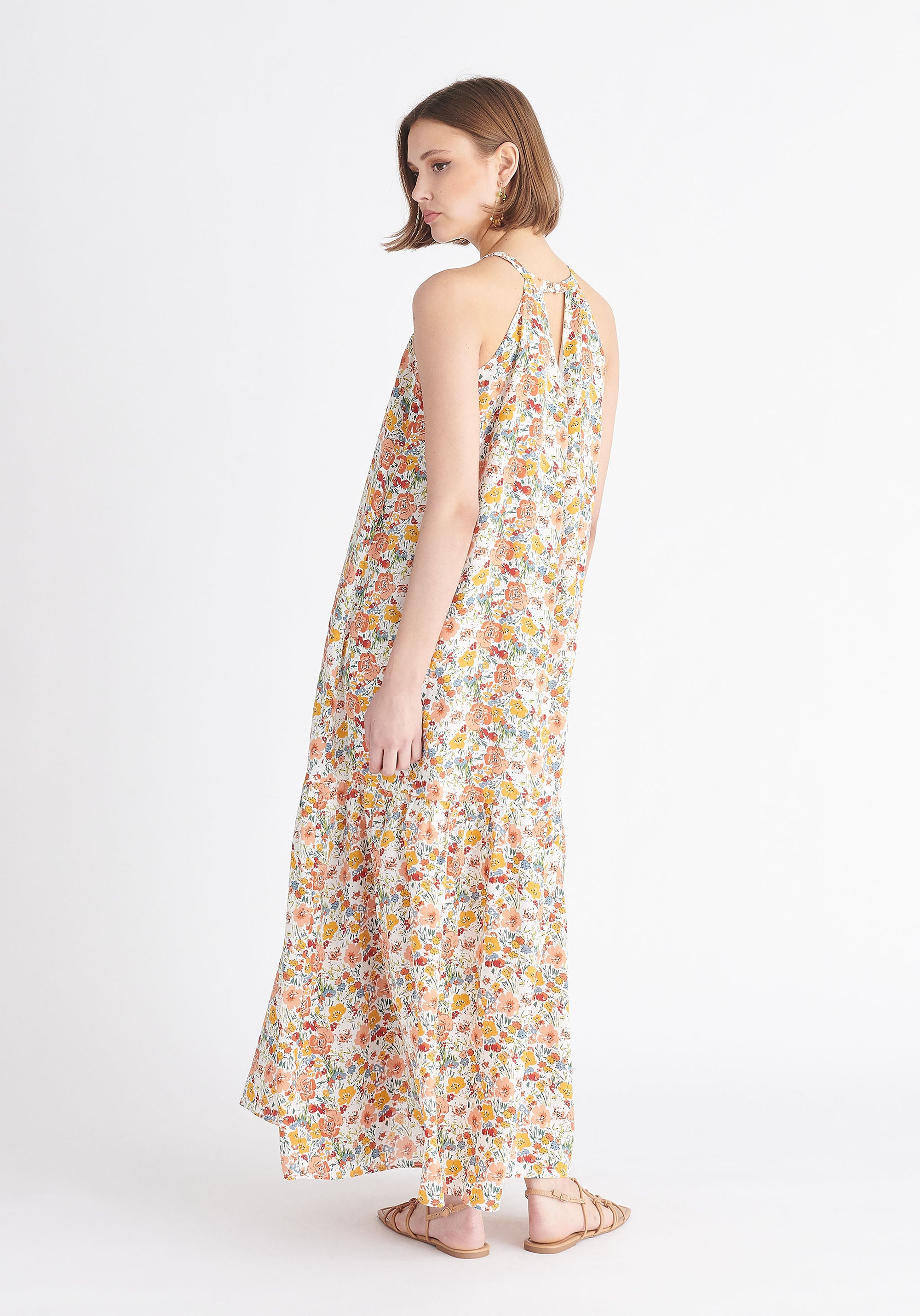 Paisie Floral Halterneck Maxi Dress Back