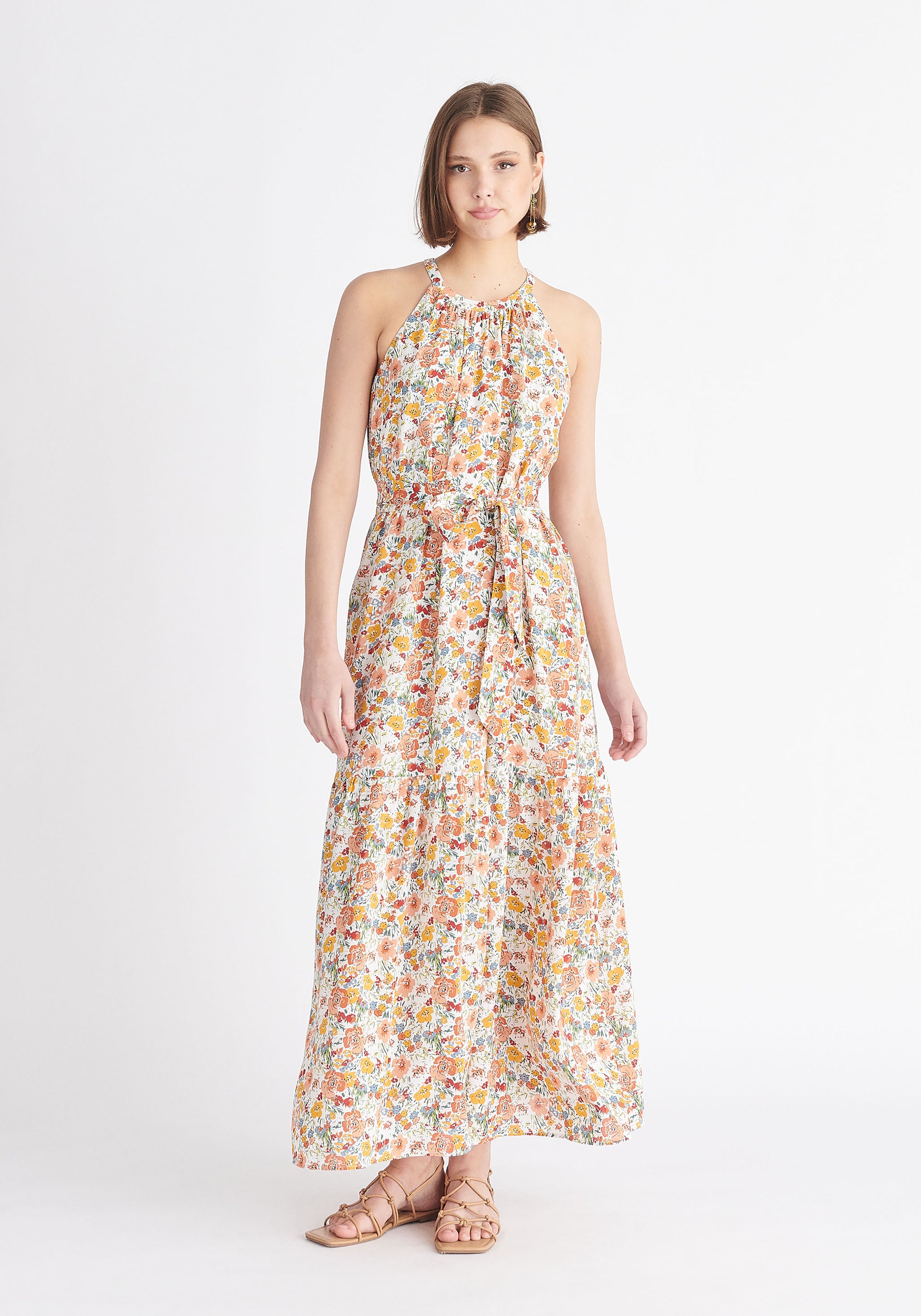 Paisie Floral Halterneck Maxi Dress