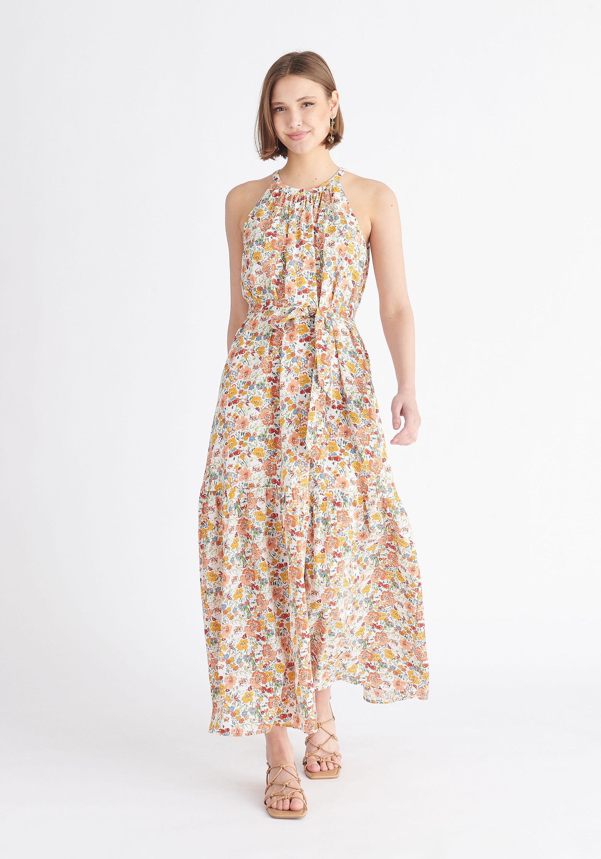 Paisie Floral Halterneck Maxi Dress