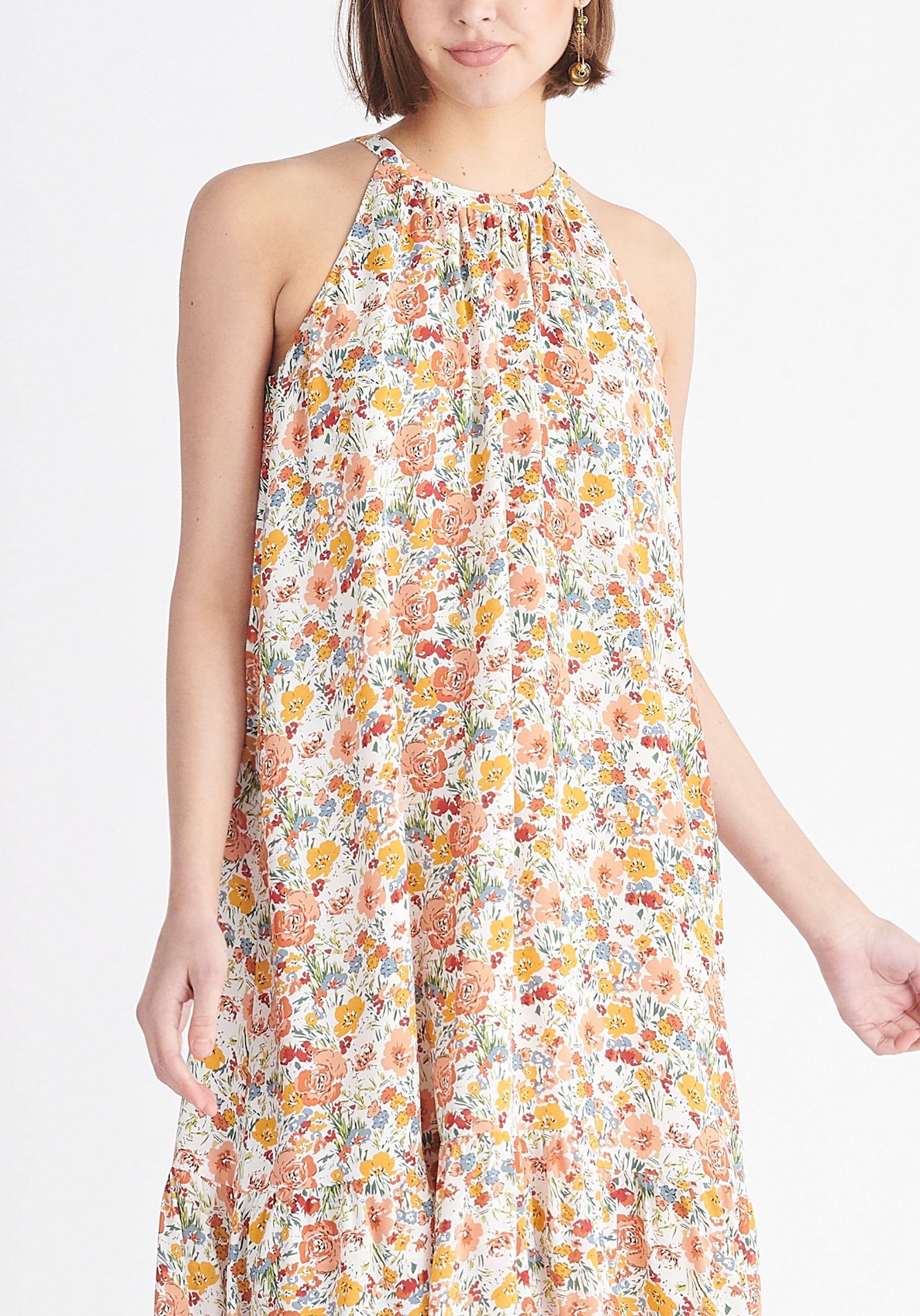 Paisie Floral Halterneck Maxi Dress Close Up