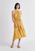 Paisie Tiered Halterneck Jersey Dress in Yellow