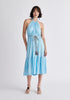 Paisie Tiered Halterneck Jersey Dress in Light Blue