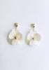Golden Petal Drop Earrings in White