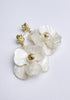 Golden Petal Drop Earrings in White