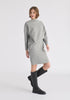 Asymmetric Neck Jumper Dress in Marl Grey Side
