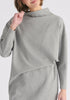 Asymmetric Neck Jumper Dress in Marl Grey Close Up