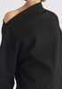 Asymmetric Neck Jumper Dress in Black Close Up