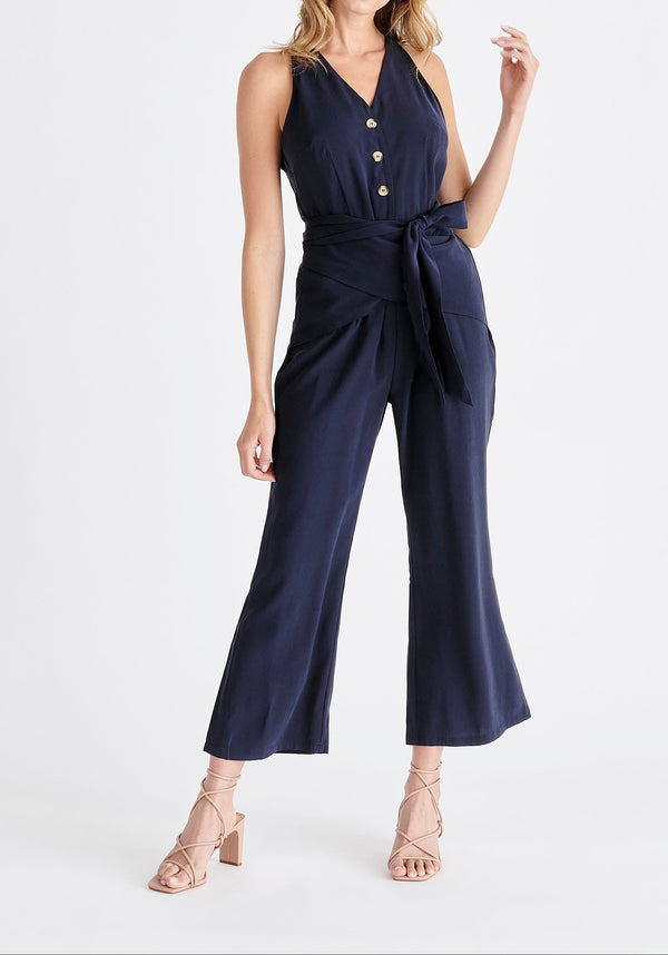 Waist Tie Jumpsuit in Navy