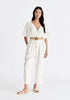 Linen Blend Button Jumpsuit in White