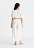 Linen Blend Button Jumpsuit in White Back