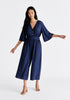 V-Neck Culotte Jumpsuit in Navy