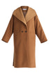 Two-Tone Double Breasted Wool Blend Coat in Brown Cut Out