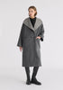 Two-Tone Double Breasted Wool Blend Coat in Grey Front