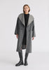 Two-Tone Double Breasted Wool Blend Coat in Grey Front