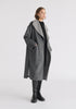 Two-Tone Double Breasted Wool Blend Coat in Grey Side