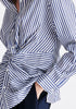 Twist Detail Shirt in Dark Blue and White Close Up