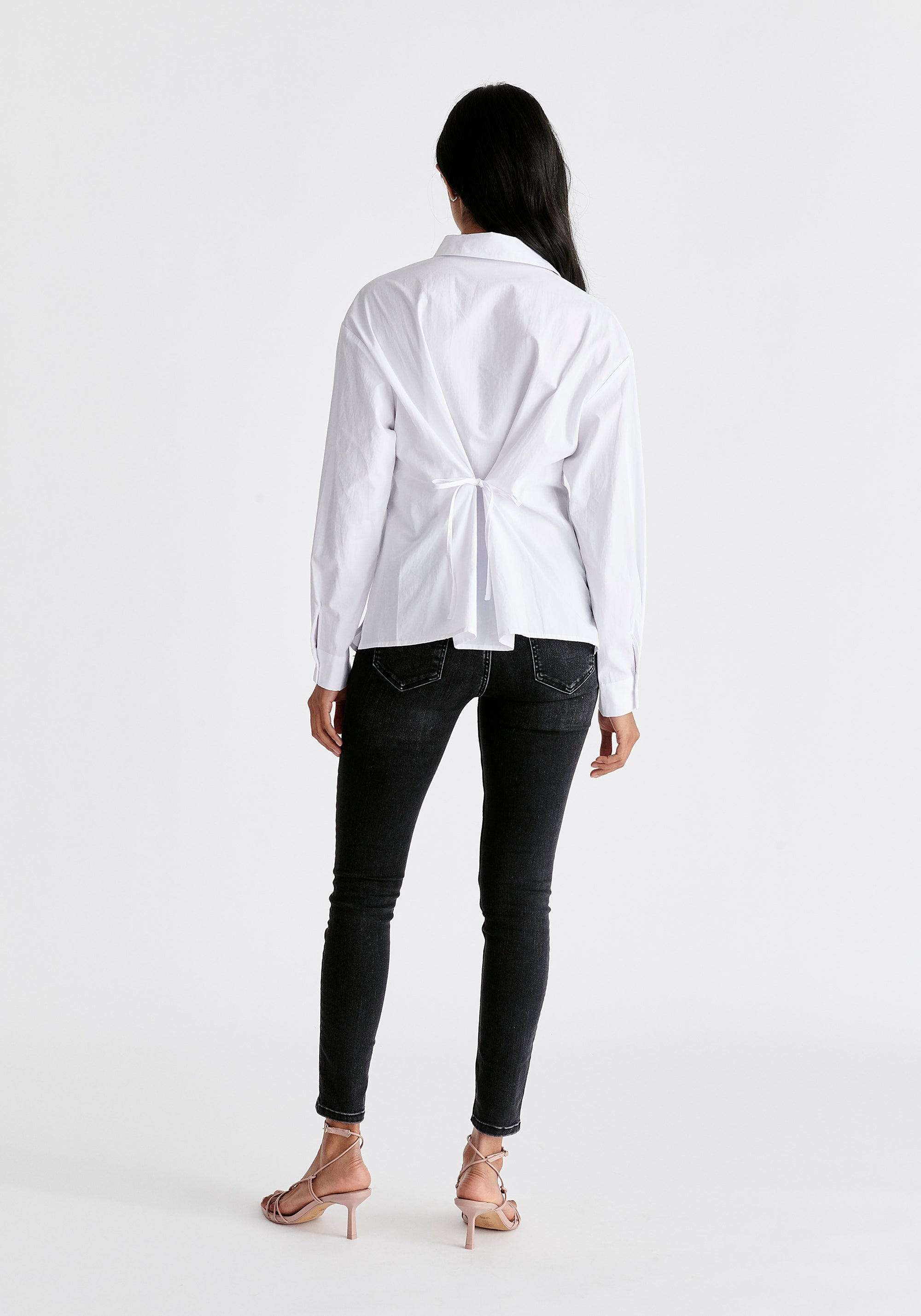 Twist Detail Shirt in White Back