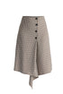 Draped Check Skirt in Brown, White and Black Cut Out