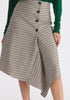 Draped Check Skirt in Brown, White and Black Close Up