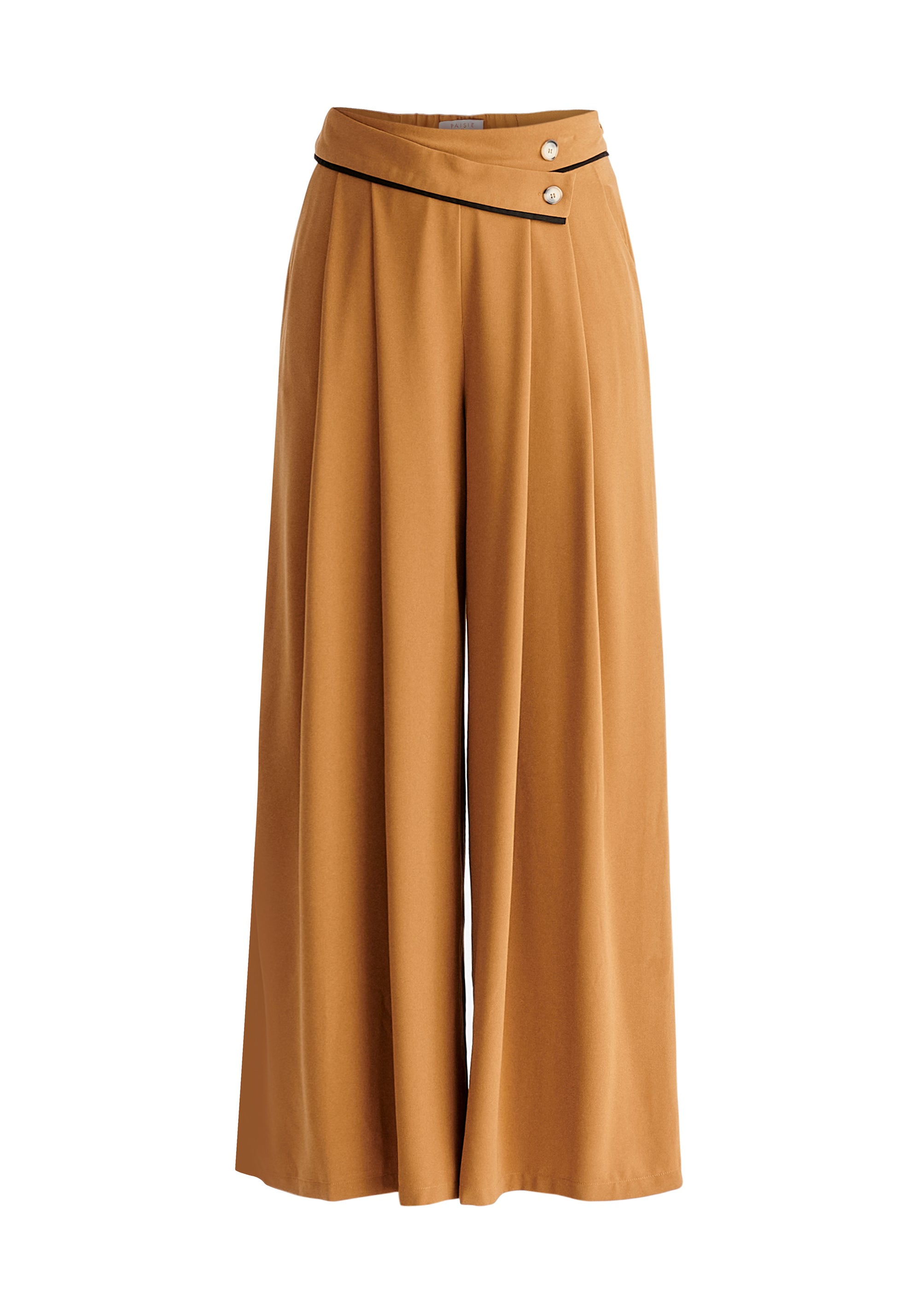 Asymmetric Waistband Trousers in Brown and Black