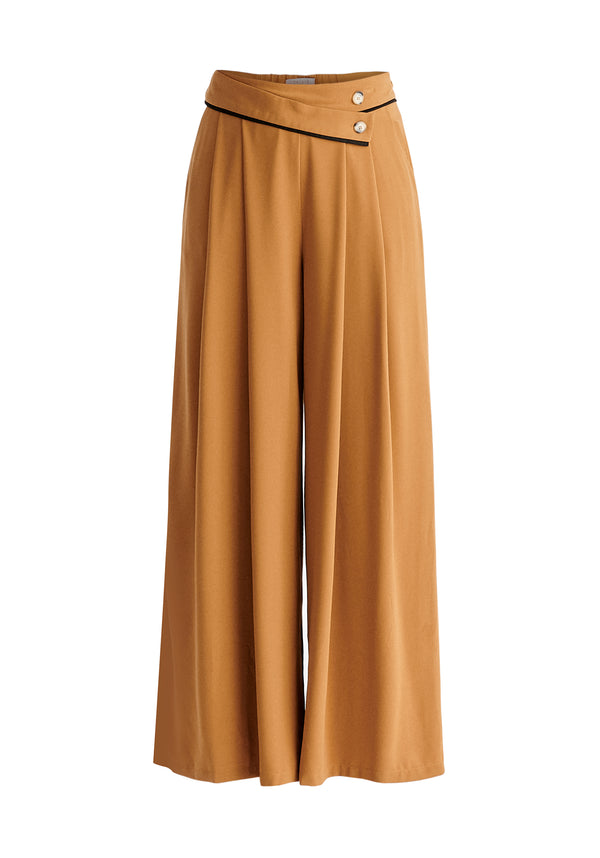 Asymmetric Waistband Trousers in Brown and Black