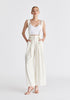 Linen Blend Detachable Suspender Trousers in White