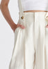 Linen Blend Detachable Suspender Trousers in White Close Up