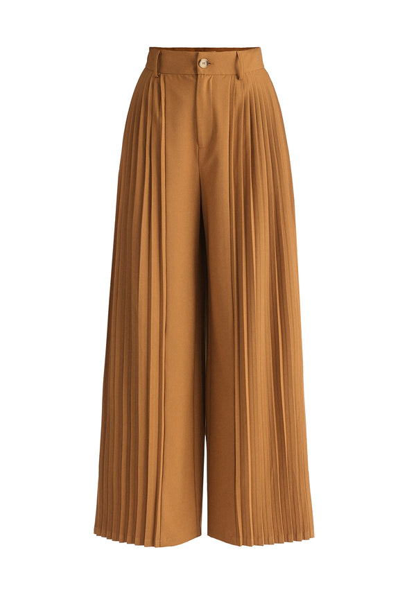 Pleated Wide Leg Trousers Cut Out