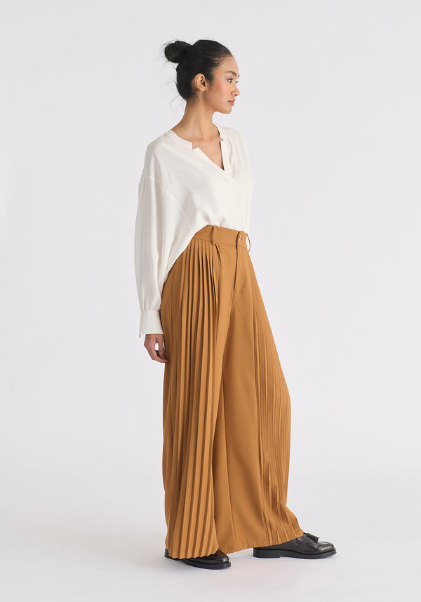 Pleated Wide Leg Trousers Side