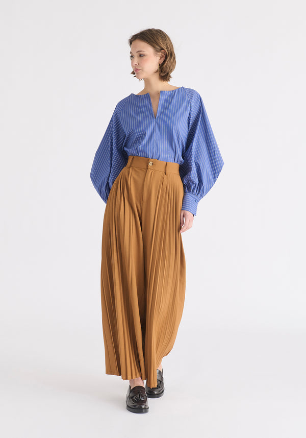 Pleated Wide Leg Trousers Front