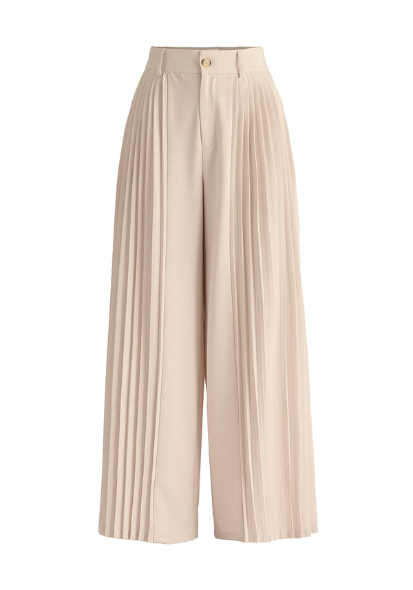 Pleated Wide Leg Trousers Cut Out