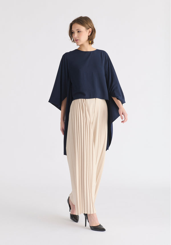 Pleated Wide Leg Trousers Front