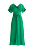 Maxi Waist Tie Dress in Green Cut Out