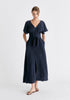 Maxi Waist Tie Dress In Navy
