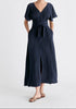 Maxi Waist Tie Dress In Navy