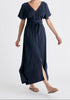 Maxi Waist Tie Dress In Navy