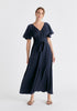 Maxi Waist Tie Dress In Navy