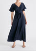Maxi Waist Tie Dress In Navy