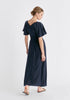 Maxi Waist Tie Dress In Navy Back