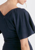 Maxi Waist Tie Dress In Navy Close Up