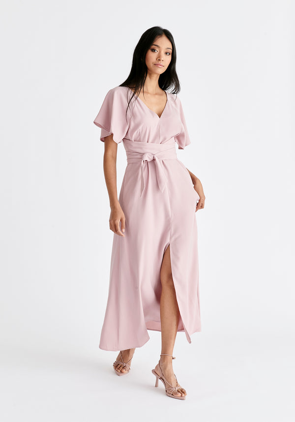 Maxi Waist Tie Dress in Lilac