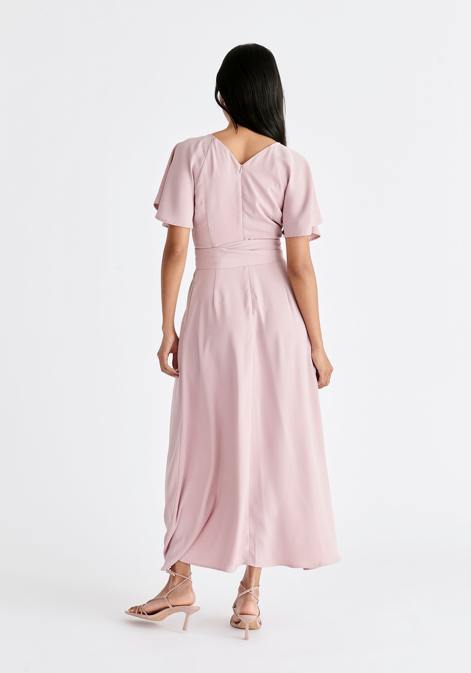 Maxi Waist Tie Dress in Lilac Back