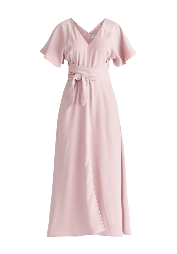 Maxi Waist Tie Dress in Lilac Cut Out