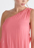 One Shoulder Flowy Dress in Pink Close Up