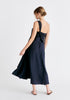 One Shoulder Flowy Dress in Navy Back